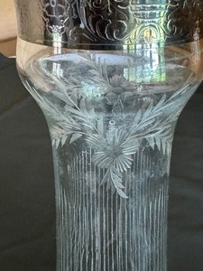 lot 65 image: Vintage Etched Glass Floral Vase