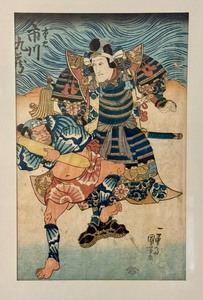 lot 7 image: Framed Antique Japanese Kunisada Woodblock Print