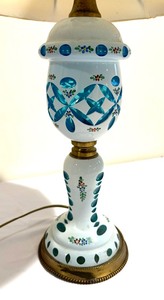 lot 145A image: Vintage Cut Overlay Turquoise Accented Lamp