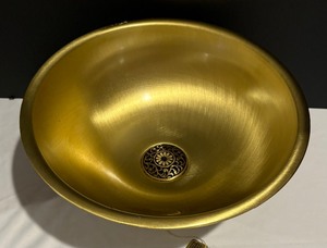 lot 153 image: Vintage Gold Colored Pedestal Bowl by Oppenheim