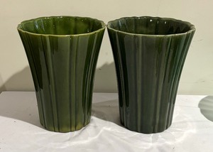 lot 161 image: Gorgeous Green Grouping Including a Haegar Pottery Vases, Bowls, Oil Lamp  and More
