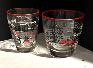 lot 185 image: Vintage Libbey Winter Scene Lowballs