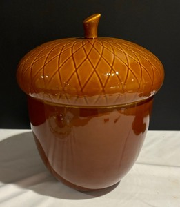 lot 195 image: BIA Acorn Cookie Jar  Canister and Wooden Mushroom Cork Screw Holder