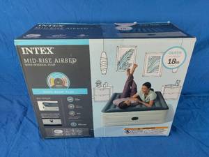 lot 64 image: New Intex Mid Rise 18 Air Mattress with Internal USB Pump - Queen Size