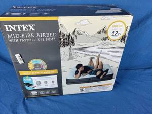 lot 75 image: New Intex 12 Dura-Beam Air Mattress Bed with Internal Fastfill USB Powered Pump - Queen