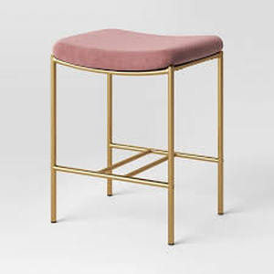 lot 91 image: New Orion Luxe Backed Counter Stool with Brass Legs Blush