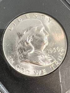 lot 11 image: 1956 US FRANKLIN HALF DOLLAR UNC SLABBED