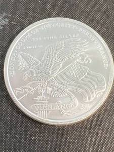 lot 42 image: 5 TROY OZ .999 FINE SILVER DONALD TRUMP ROUND