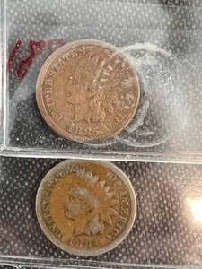 lot 44 image: 2 US INDIAN HEAD CENTS 1884 1885
