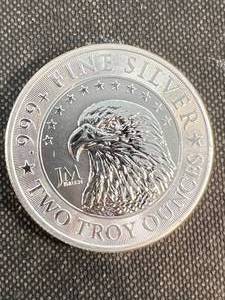 lot 55 image: 2 TROY OZ .999 FINE SILVER JM BULLION ROUND