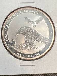 lot 56 image: 2018 AUSTRALIAN EAGLE 1 TROY OZ .9999 FINE SILVER