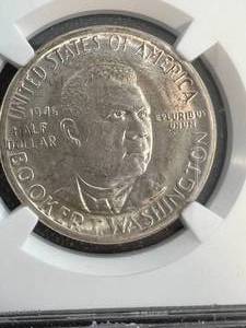 lot 63 image: 1946 US BOOKER T WASHINGTON HALF DOLLAR NGC MS64