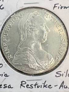 lot 72 image: 1780 MARIA THERESA SILVER THALER