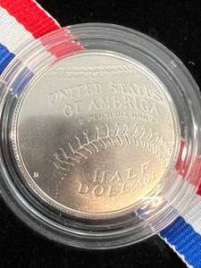 lot 77 image: 2014 NATIONAL BASEBALL HALL OF FAME UNC HALF DOLLAR