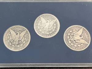 lot 78 image: 3 US MORGAN SILVER DOLLAR SET 1889-O 1899-O 1900-O