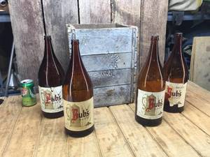 Fabulous Vintage Bubs Beer Wooden Crate with Bottles
