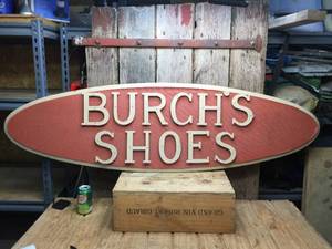 Vintage Burchs Shoes Oval Store Sign