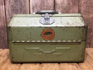 Nifty Vintage SIMONSEN Embossed Tackle Box wContents