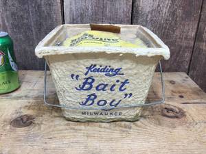 Vintage Keiding Bait Boy Cardboard Worm Keeper