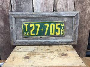1926 Minn License Plate - Wooden Frame