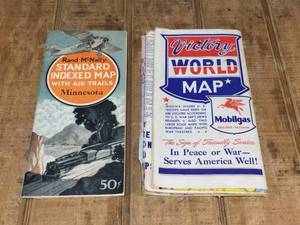 Vintage Victory World Map - Rand McNally Air Trails Map