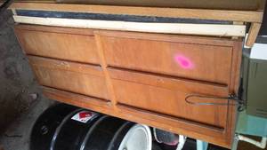 lot 807 image: Dresser and 3 entertainment centers. oak. lots of great wood,