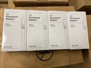 lot 221 image: 48 Fine Tip Permanent Markers - Blue