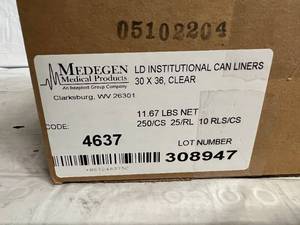 lot 287 image: Case of 250 30x36 Clear Can Liner