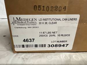 lot 285 image: Case of 250 30x36 Clear Can Liner