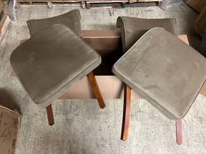 lot 10 image: 2 Dark Brown Finish Peat Velvet Parson Chairs