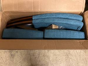 lot 12 image: Espresso Finish Royal Blue Chenille Parson Chairs