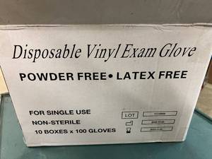 lot 266 image: 2 x 1000 Packs Disposable Vinyl Exam Gloves - Size Small