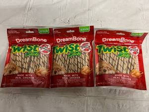 lot 97 image: 3 x 50ct Packs of DreamBone Twist Sticks Dog Treats