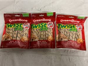 lot 100 image: 3 x 50ct Packs of DreamBone Twist Sticks Dog Treats