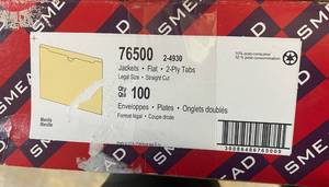 lot 218 image: 100 Smead Manilla Jackets 2ply tabs