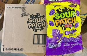 lot 219 image: 7x 8.02oz Bags Sour Patch Kids-Grape