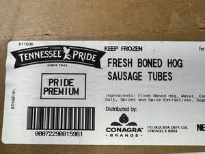 lot 6 image: D. 5lb Tennessee Pride Pork Sausage Tube