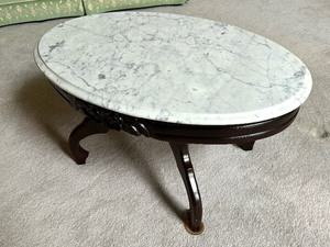 lot 26A image: Vintage Marble Top Coffee Table with Ornate Base