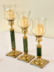 lot 190 image: Set of Three Decorative Candle Holders and Bunch of Faux Grapes