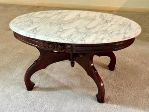 lot 25A image: Vintage Marble Top Coffee Table