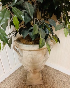 lot 119 image: White Decorative Planter with Faux Plant