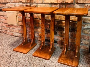 lot 153 image: Three Vintage Wooden Slide in Tables