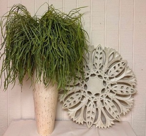 lot 162 image: Beautiful Pair of White Wooden Wall Art and Vase with Greenery for any Room