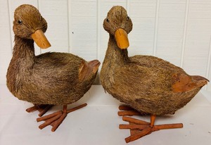 lot 232 image: Pair of Decorative  Brown and Orange Duck Figurines