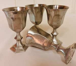 lot 233 image: Vintage Pewter Chalice and Cups