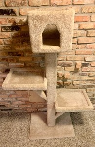 lot 75 image: Carpeted Cat Tower  Cat Scratcher  Cat Tree