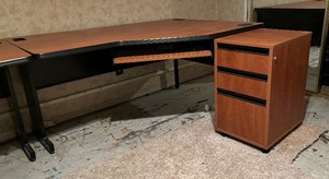 lot 428 image: Large Desk with File Cabinet and File Cabinet