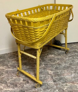 lot 437 image: Bright Yellow Basket on Casters
