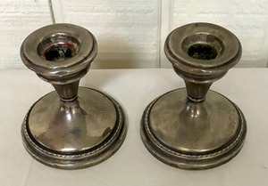 lot 14 image: Pair of Vintage Sterling Candle Holders