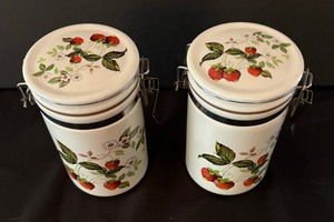 lot 379 image: Two Strawberry Motif Canisters